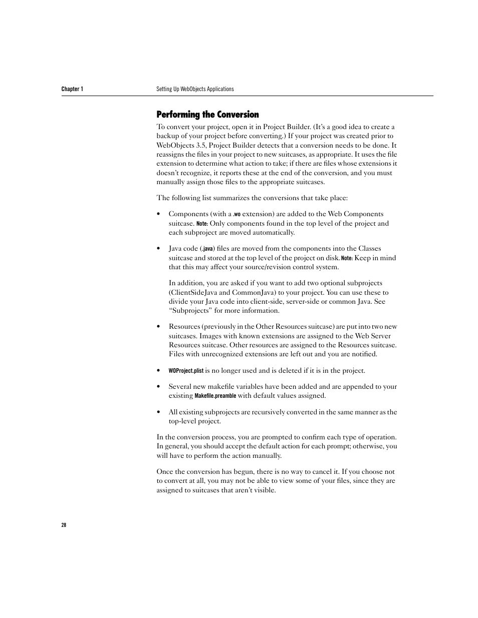 Performing the conversion | Apple WebObjects 3.5 Tools And Techniques User Manual | Page 28 / 88