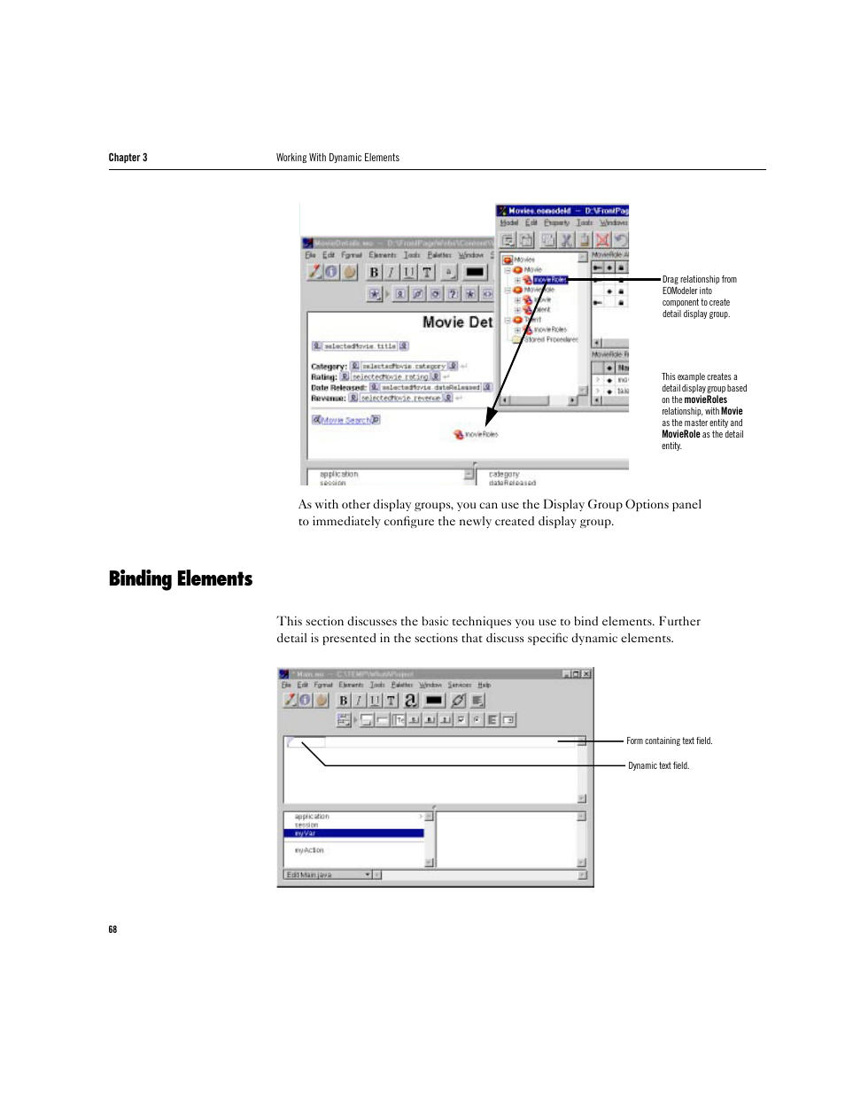 Binding elements | Apple WebObjects 3.5 Tools And Techniques User Manual | Page 68 / 88