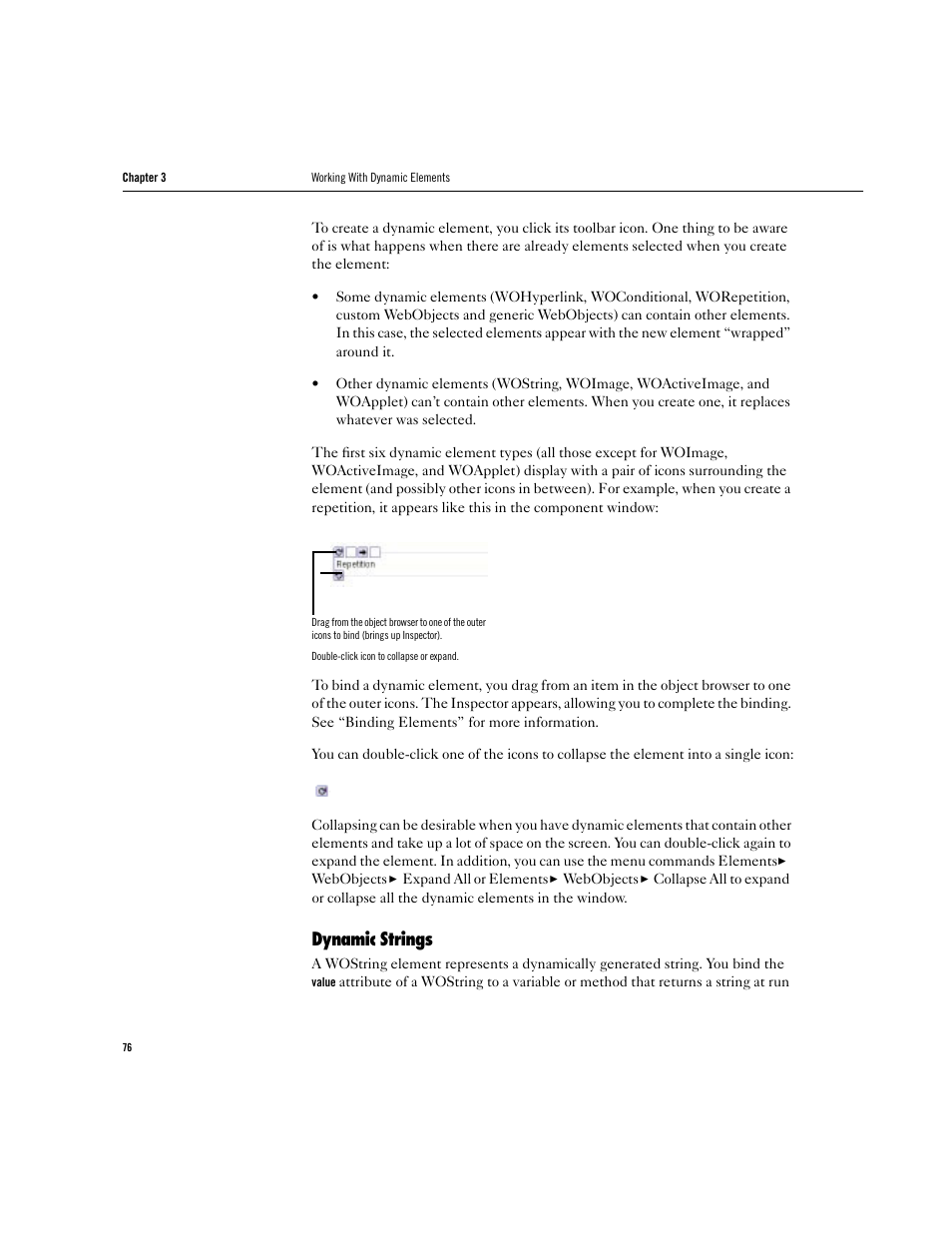 Dynamic strings | Apple WebObjects 3.5 Tools And Techniques User Manual | Page 76 / 88