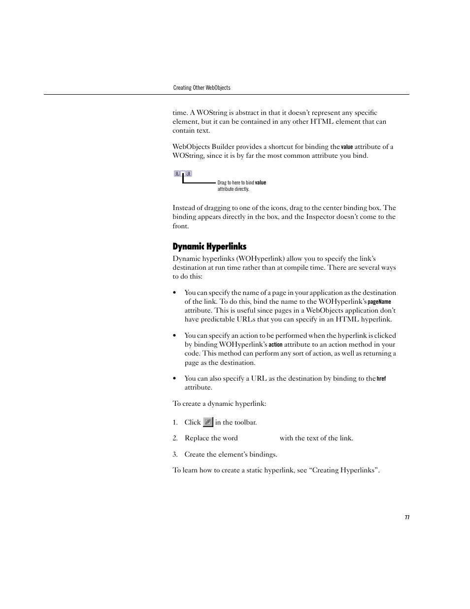 Dynamic hyperlinks | Apple WebObjects 3.5 Tools And Techniques User Manual | Page 77 / 88