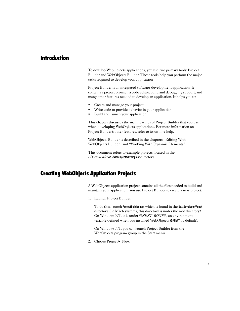 Introduction, Creating webobjects application projects | Apple WebObjects 3.5 Tools And Techniques User Manual | Page 9 / 88