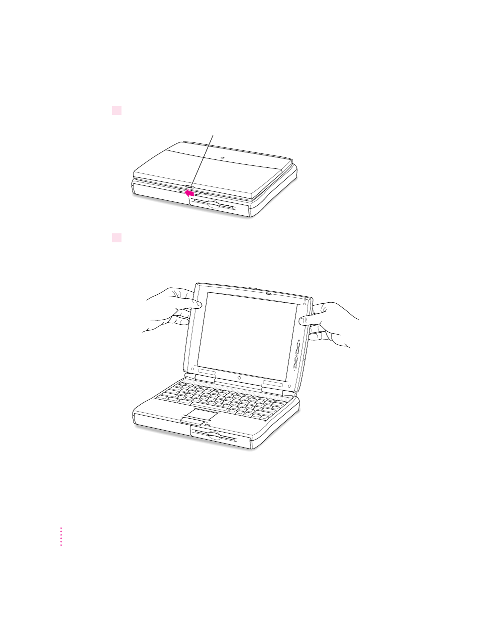 Opening the display | Apple Macintosh PowerBook 1400 User Manual | Page 10 / 214