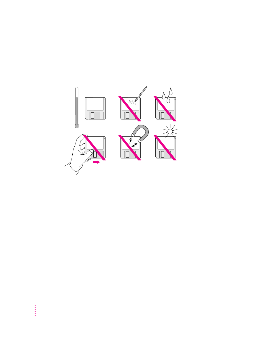 Handling floppy disks | Apple Macintosh PowerBook 1400 User Manual | Page 148 / 214