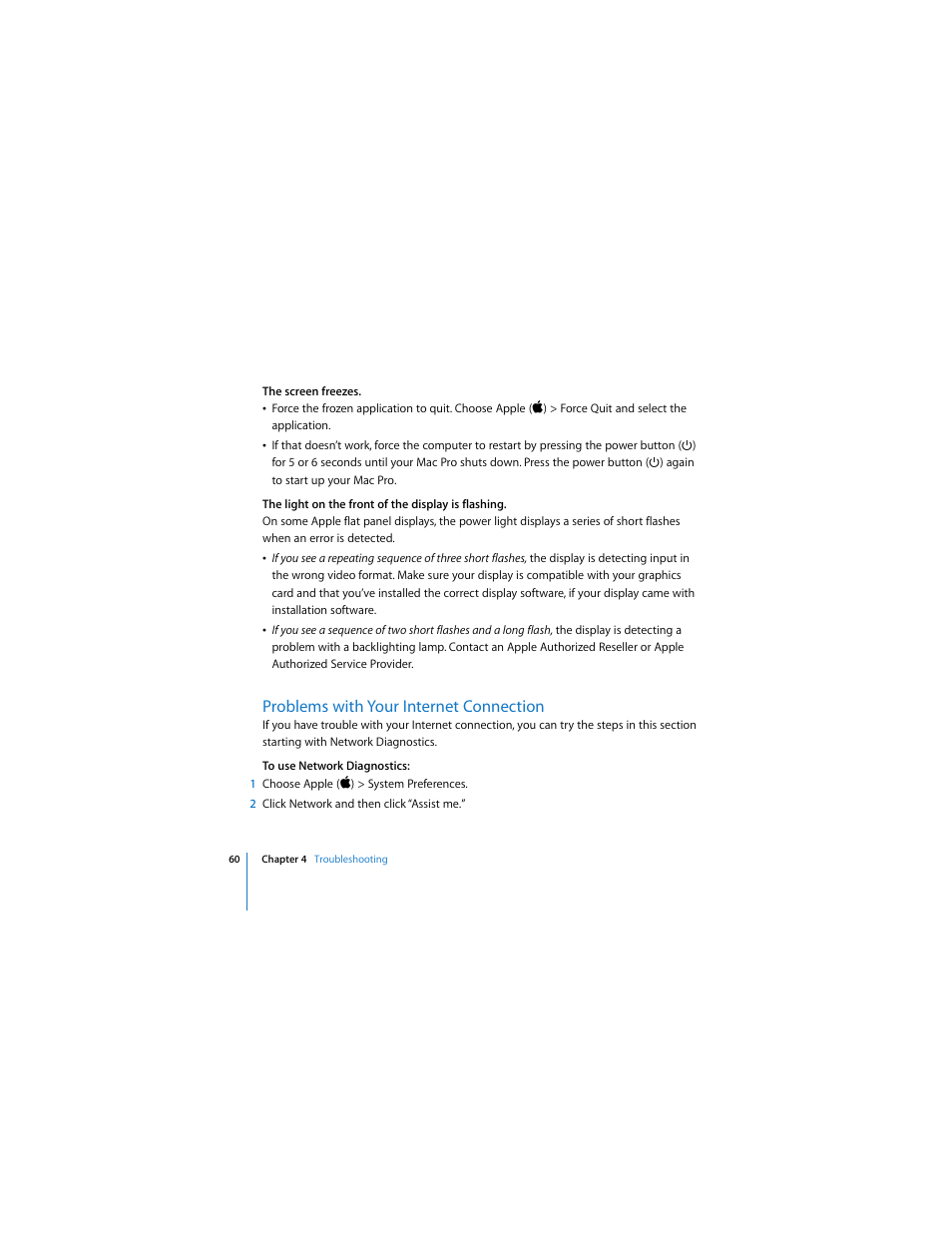 Problems with your internet connection | Apple Mac Pro (8-core) User Manual | Page 60 / 92