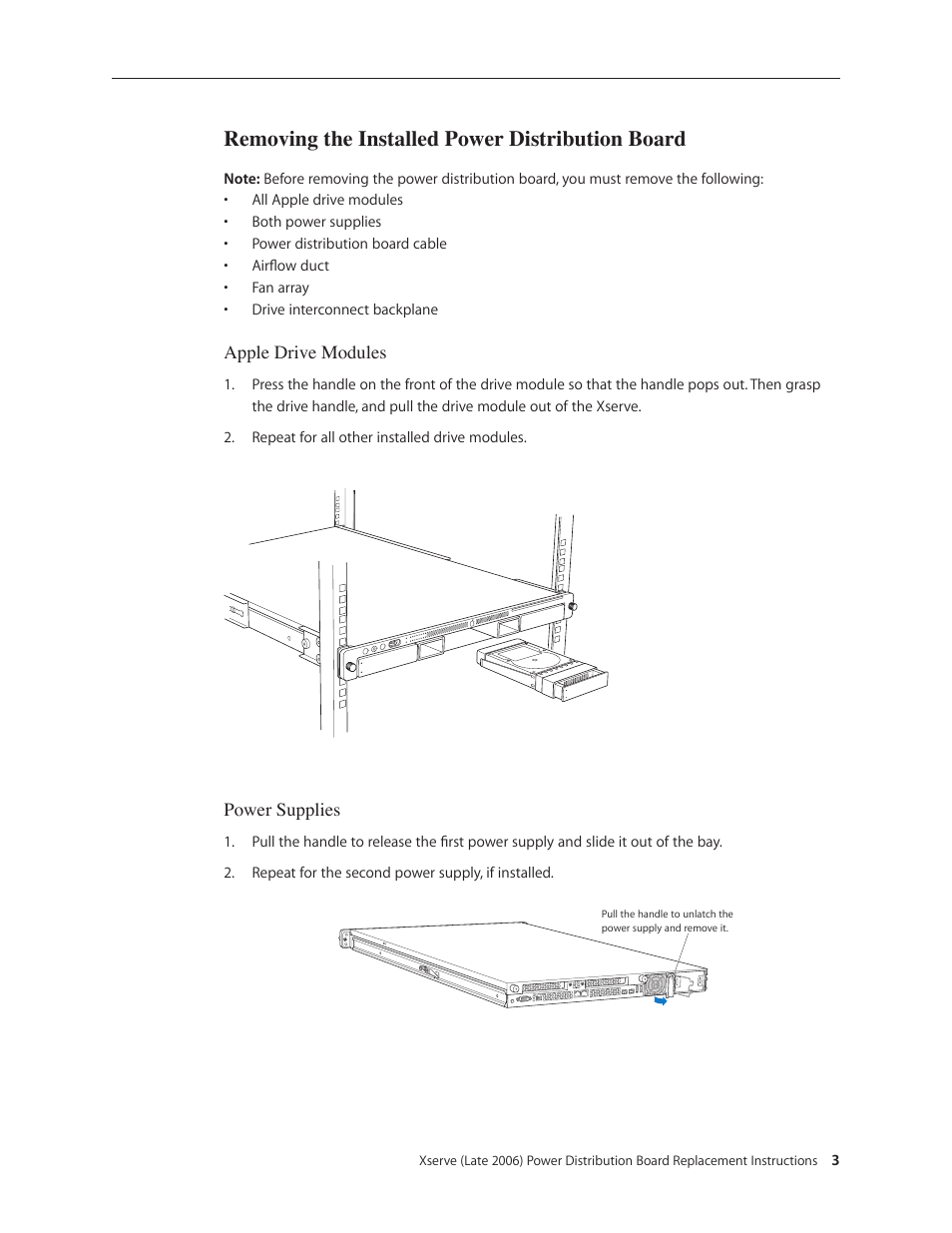 Removing the installed power distribution board | Apple Xserve Intel (Late 2006) DIY Procedure for Power Distribution Board User Manual | Page 3 / 14