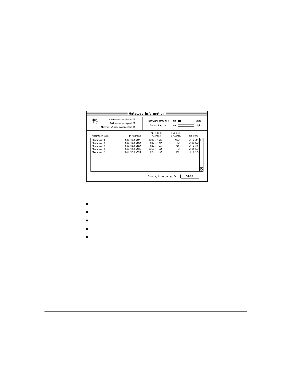 Monitoring the gateway | Apple IP (AppleShare IP) Gateway User Manual | Page 57 / 87