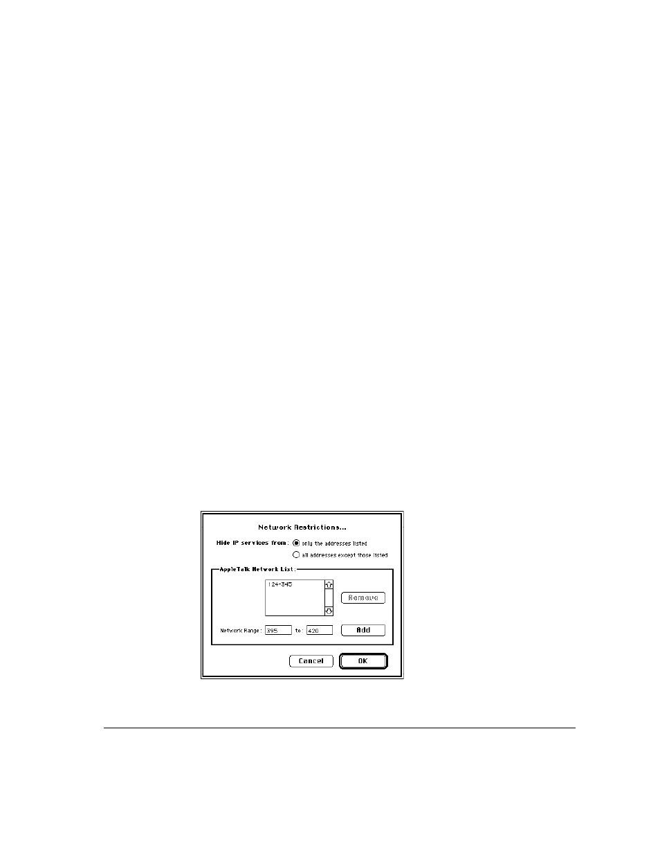Changing network access restrictions | Apple IP (AppleShare IP) Gateway User Manual | Page 63 / 87