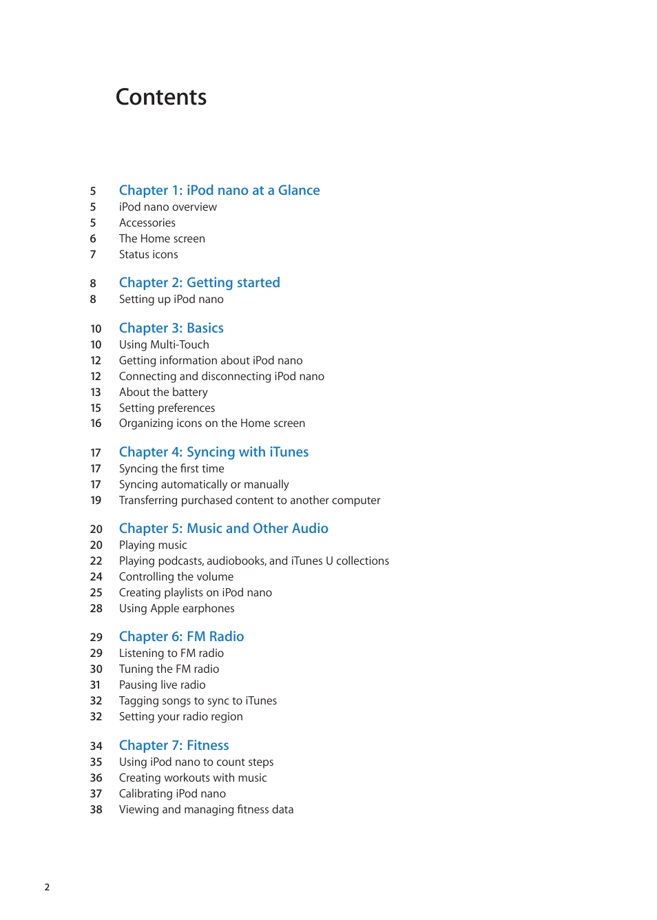 Apple iPod nano (6th generation) User Manual | Page 2 / 66