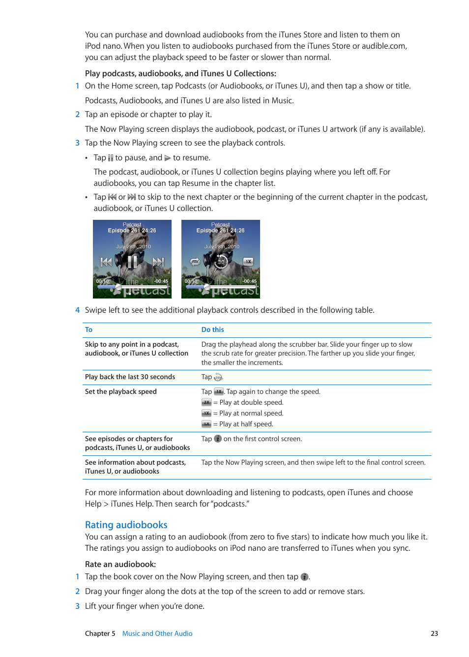 Rating audiobooks | Apple iPod nano (6th generation) User Manual | Page 23 / 66