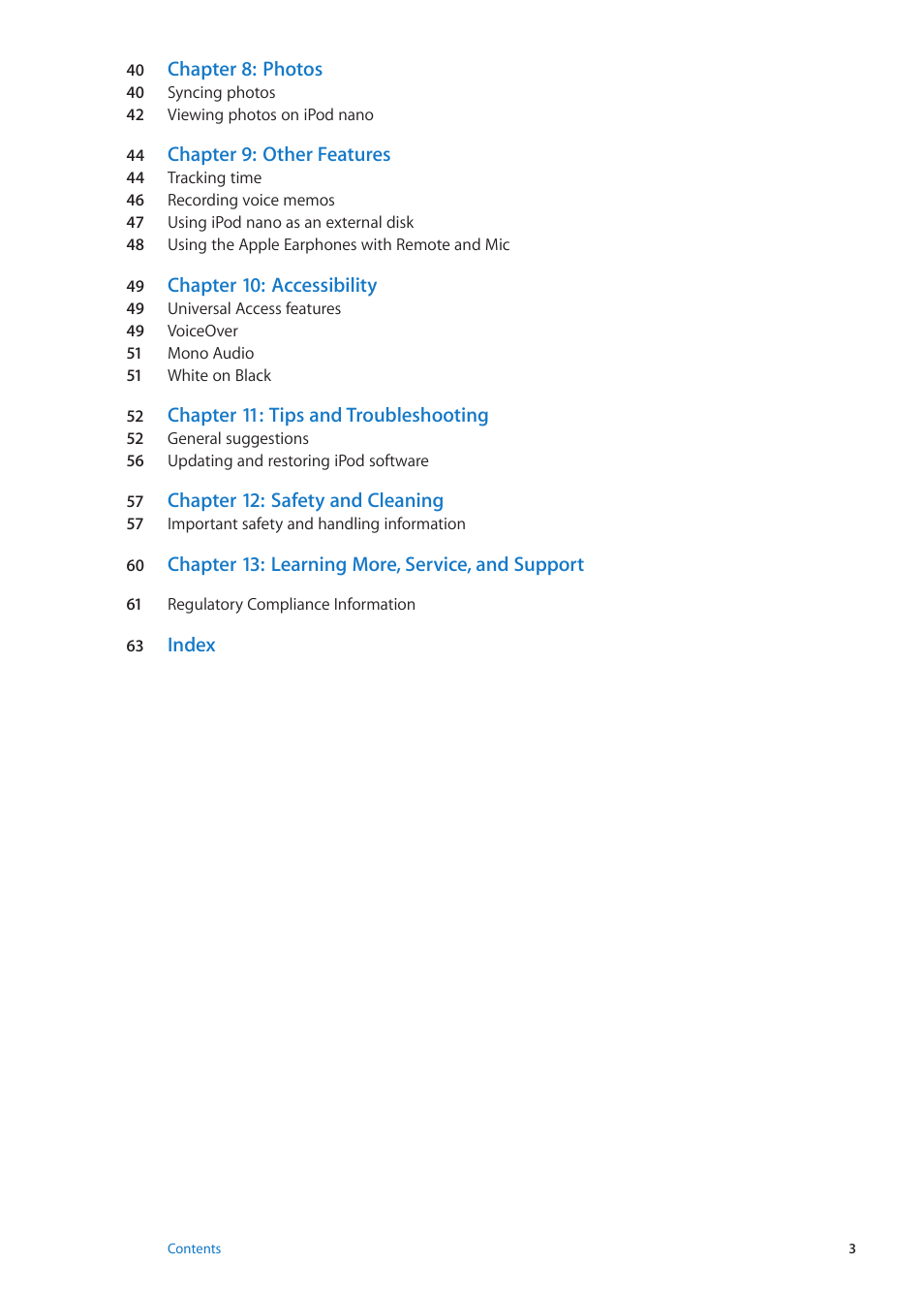 Apple iPod nano (6th generation) User Manual | Page 3 / 66