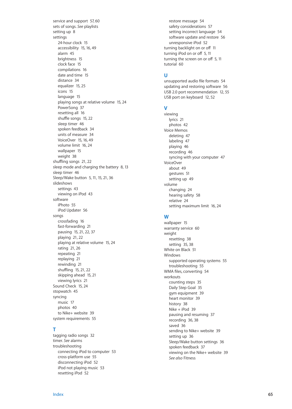 Apple iPod nano (6th generation) User Manual | Page 65 / 66