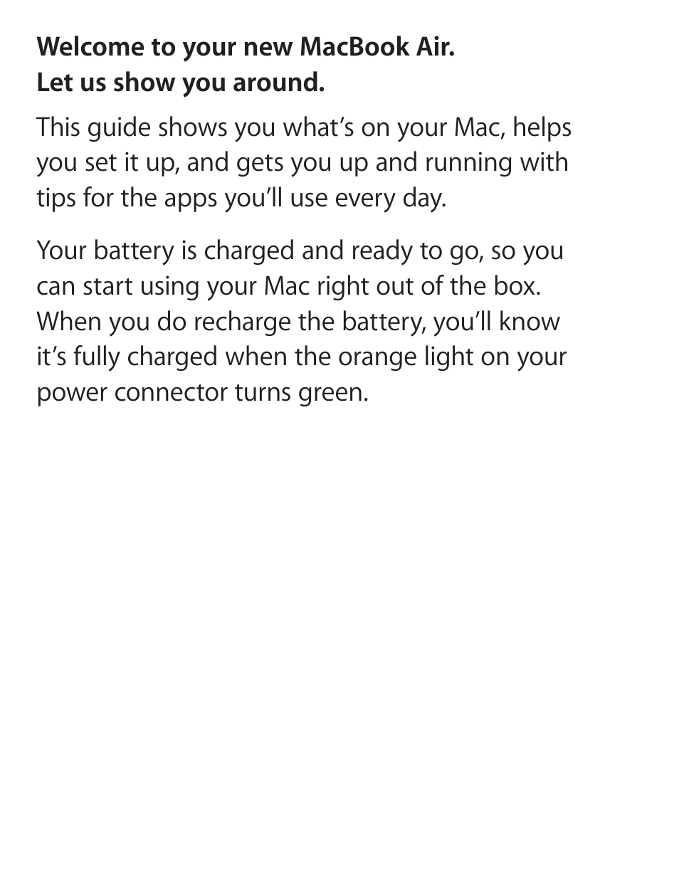 Hello | Apple MacBook Air (13-inch, Early 2014) User Manual | Page 2 / 20