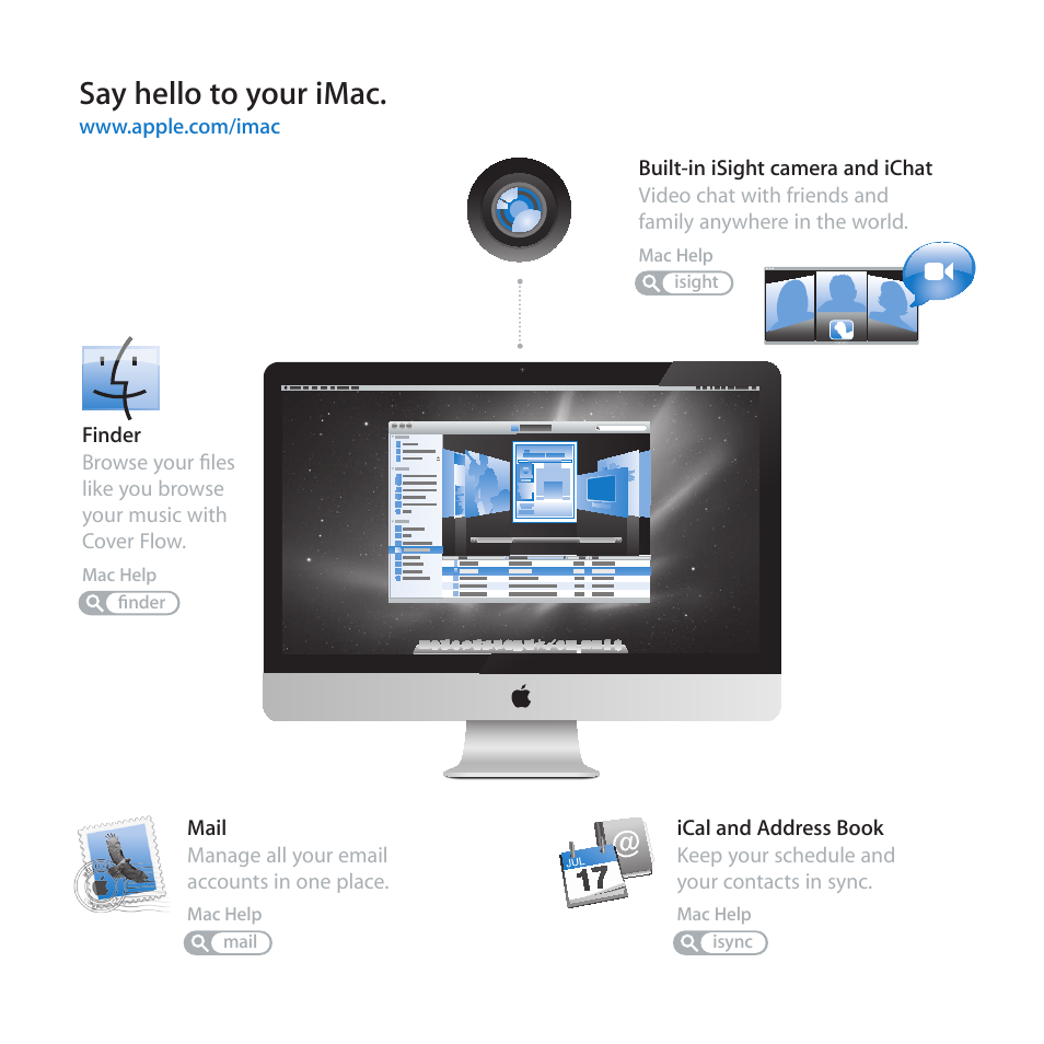 Say hello to your imac | Apple iMac (21.5-inch and 27-inch, Mid 2010) User Manual | Page 2 / 80