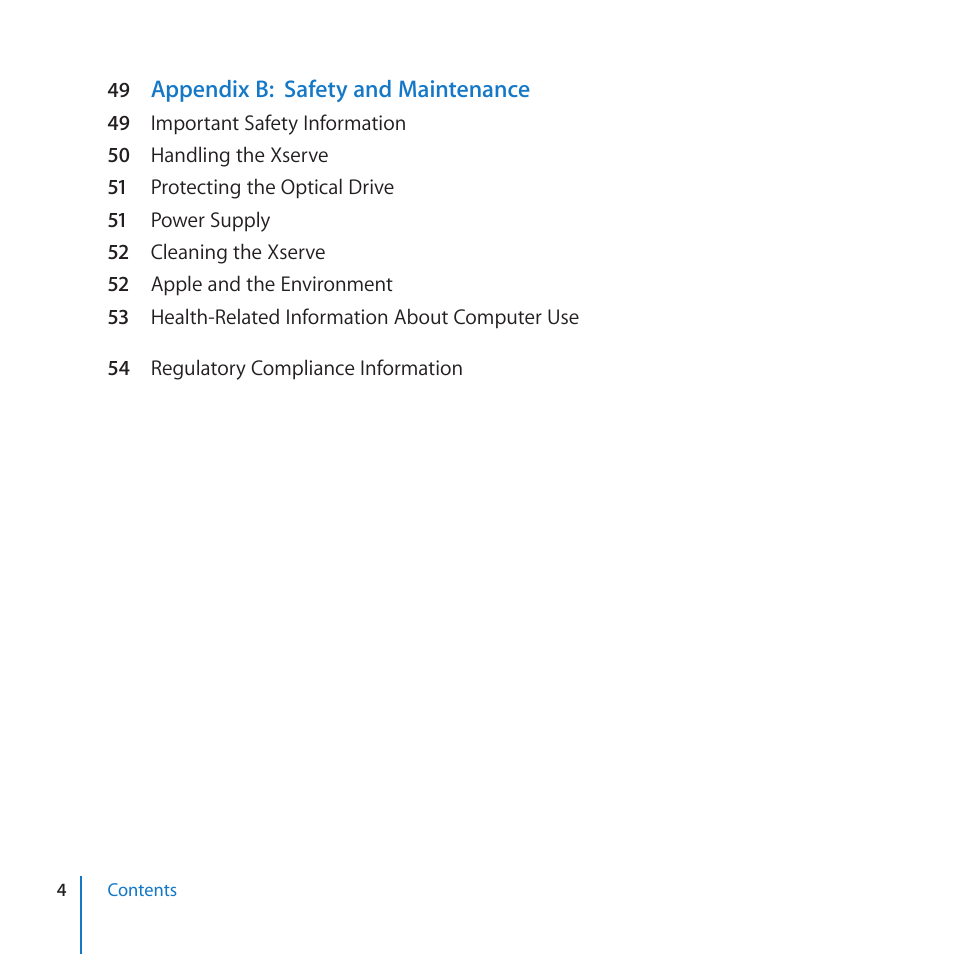 Appendix b: safety and maintenance | Apple Xserve (Early 2009) User Manual | Page 4 / 60