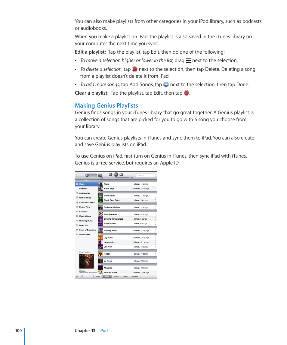 Making genius playlists | Apple iPad iOS 4.2 User Manual | Page 100 / 181