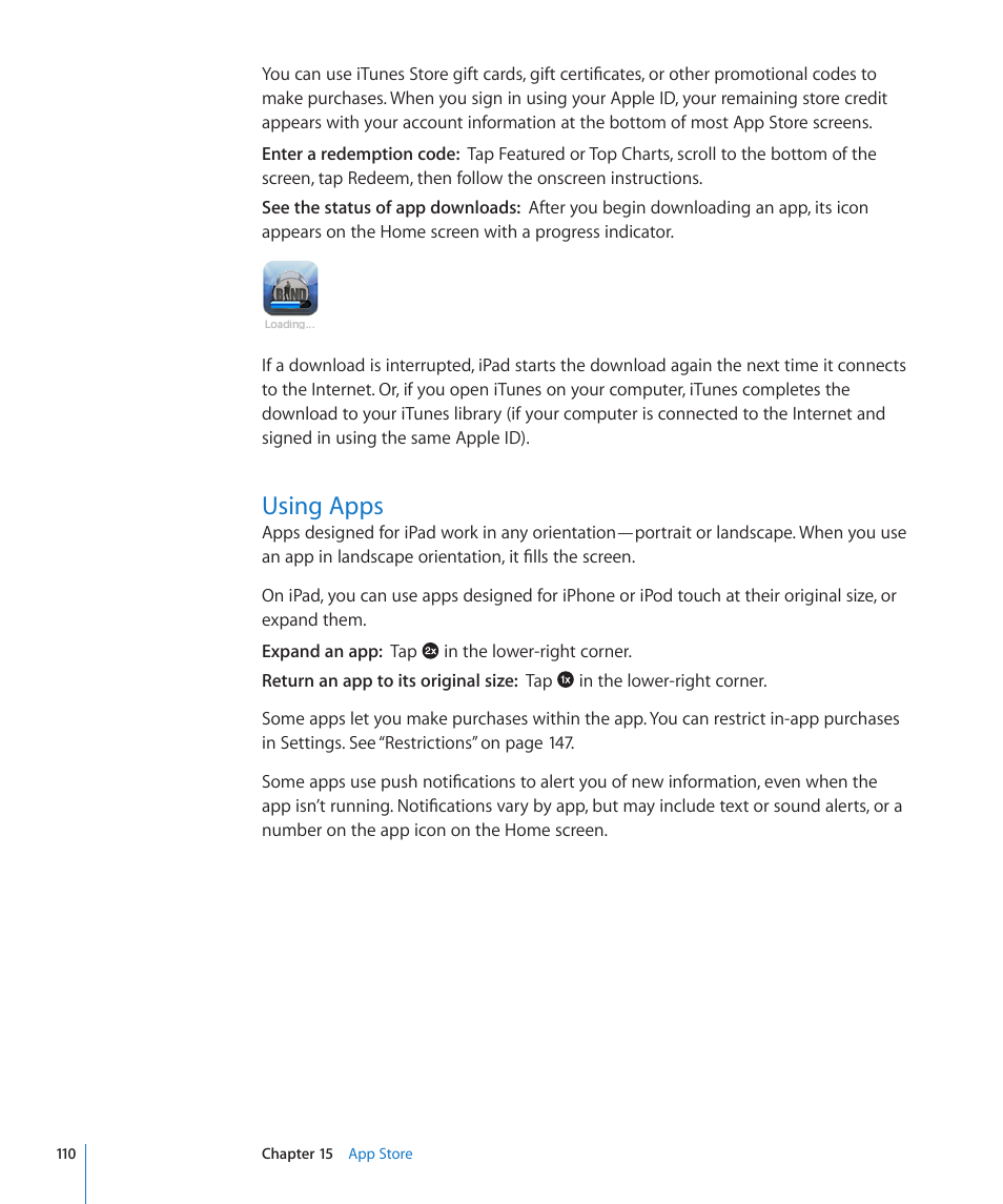 Using apps, 110 using apps | Apple iPad iOS 4.2 User Manual | Page 110 / 181