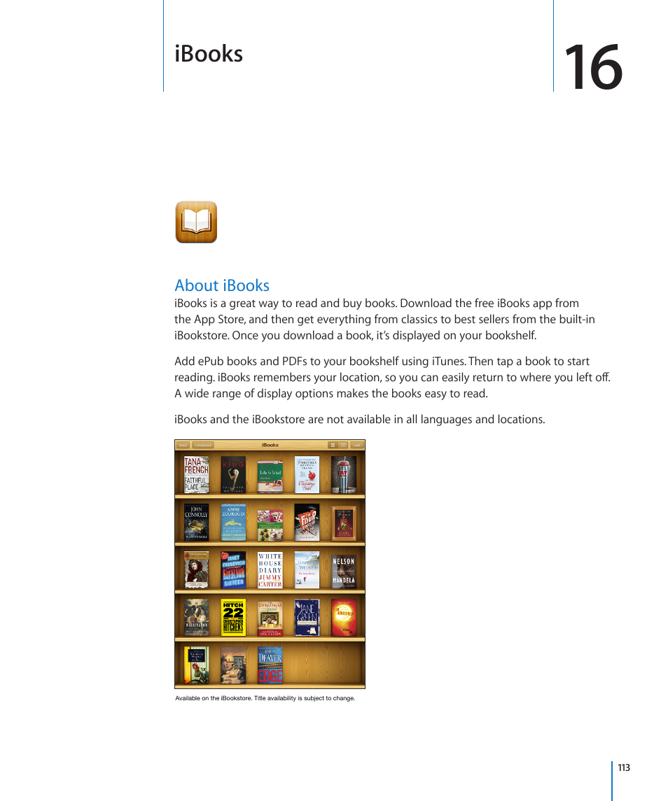 Chapter 16: ibooks, About ibooks, 113 about ibooks | Ibooks | Apple iPad iOS 4.2 User Manual | Page 113 / 181