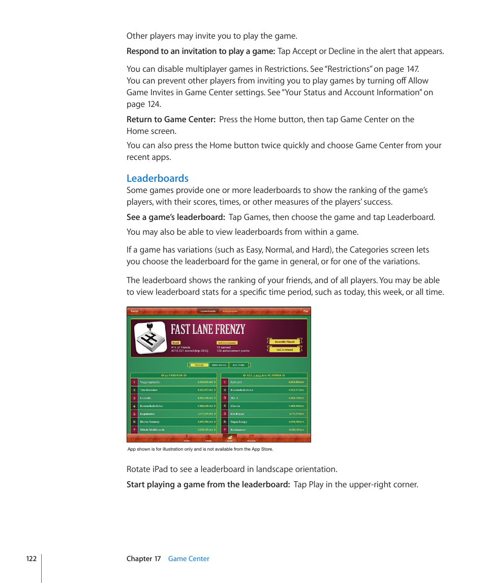 Leaderboards | Apple iPad iOS 4.2 User Manual | Page 122 / 181
