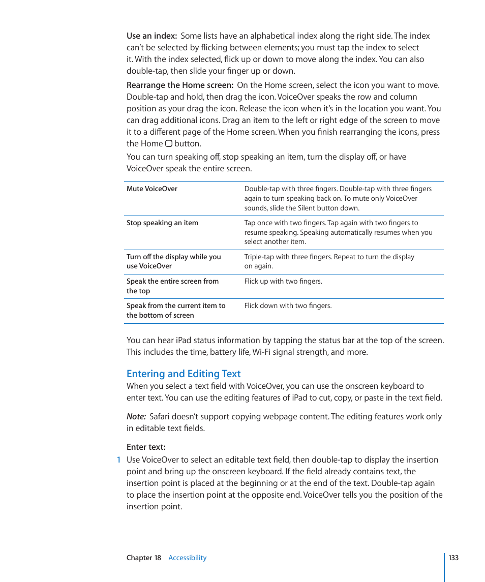 Entering and editing text | Apple iPad iOS 4.2 User Manual | Page 133 / 181