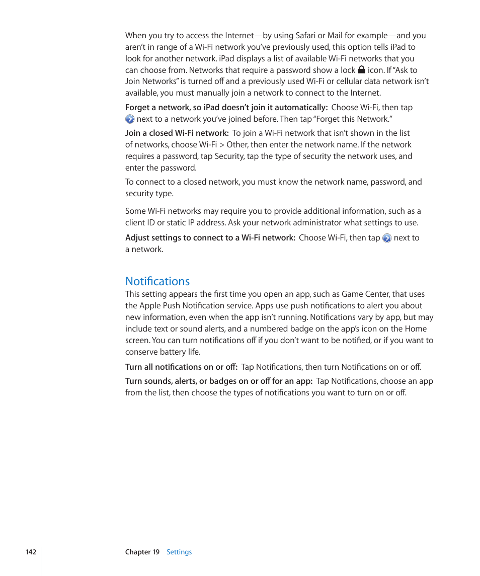 Notifications, 142 notifications | Apple iPad iOS 4.2 User Manual | Page 142 / 181