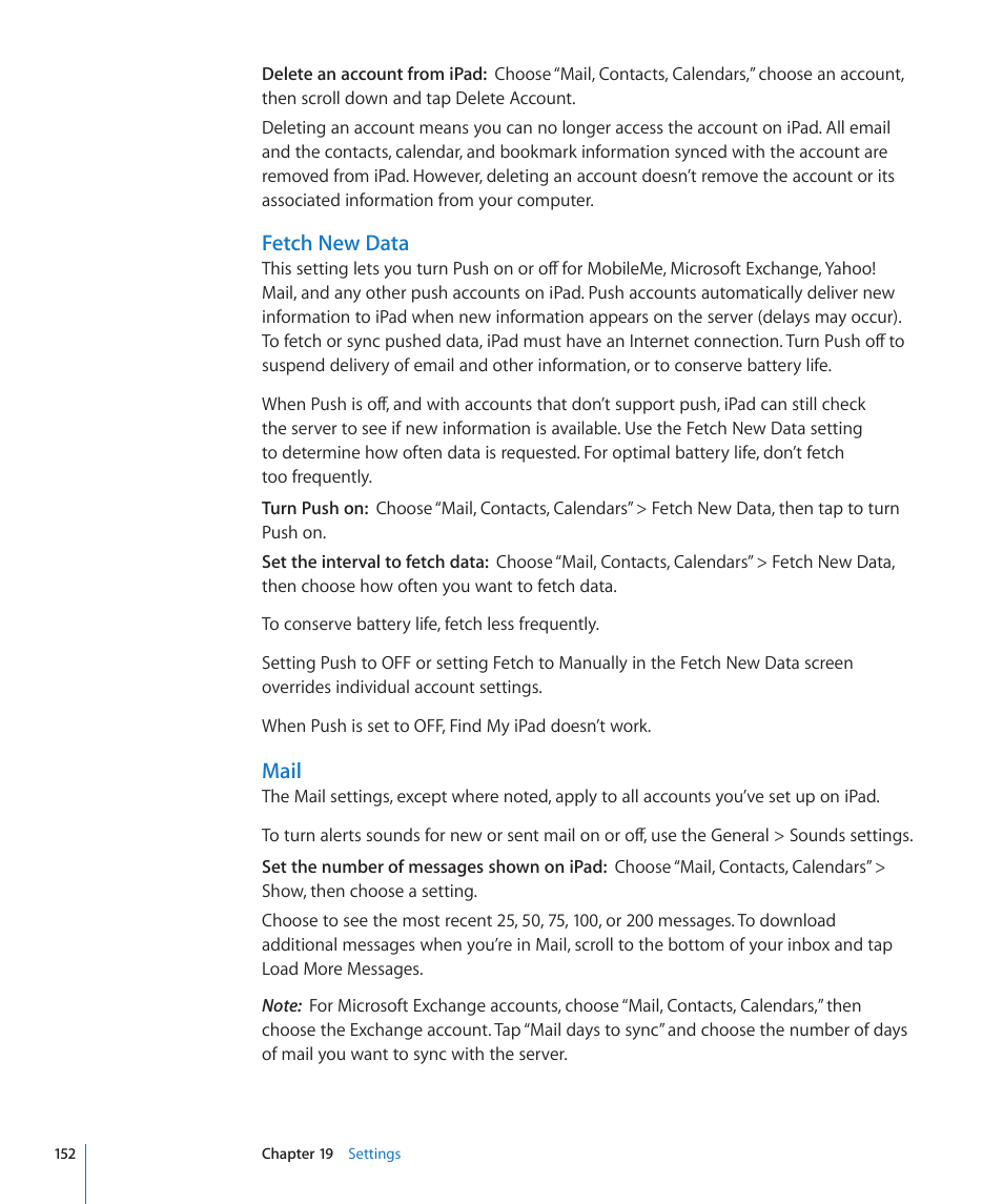 Mail, Fetch new data | Apple iPad iOS 4.2 User Manual | Page 152 / 181
