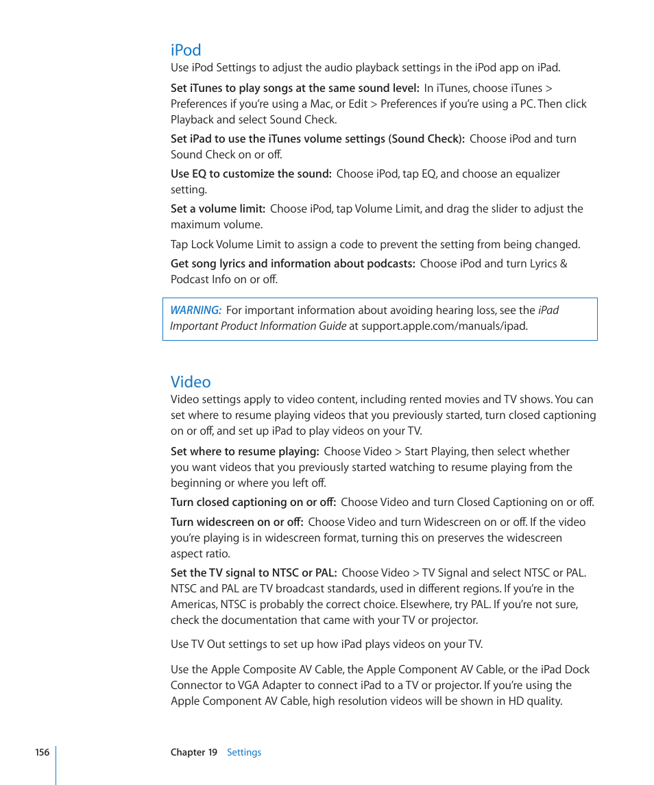 Ipod, Video, 156 ipod 156 video | Apple iPad iOS 4.2 User Manual | Page 156 / 181
