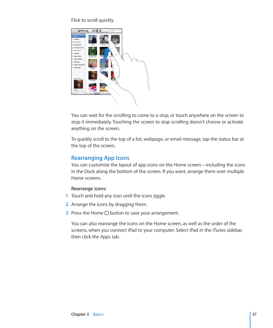 Rearranging app icons | Apple iPad iOS 4.2 User Manual | Page 37 / 181