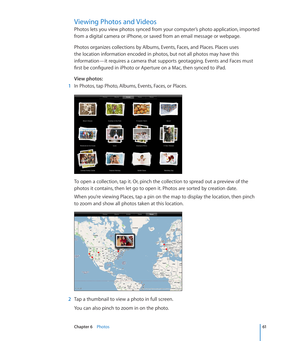 Viewing photos and videos | Apple iPad iOS 4.2 User Manual | Page 61 / 181