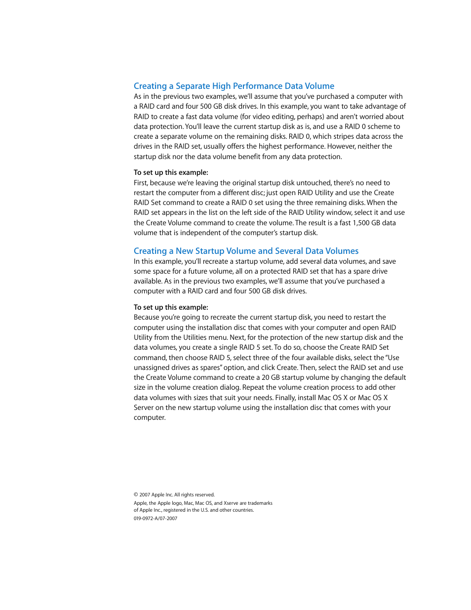 Creating a separate high performance data volume | Apple RAID Utility User Manual | Page 18 / 18
