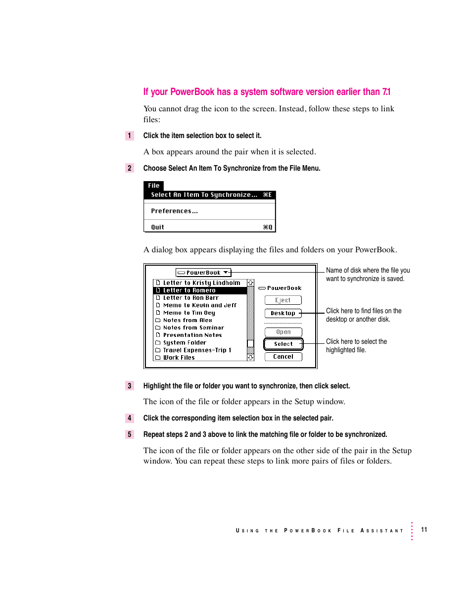 A box appears around the pair when it is selected | Apple PowerBook File Assistant User Manual | Page 17 / 32