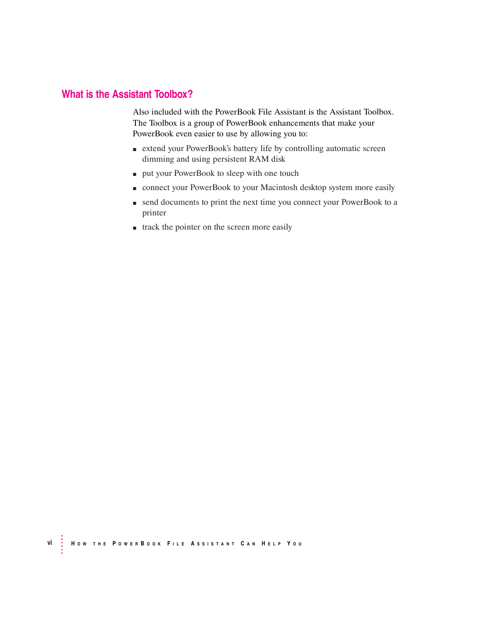 What is the assistant toolbox | Apple PowerBook File Assistant User Manual | Page 6 / 32