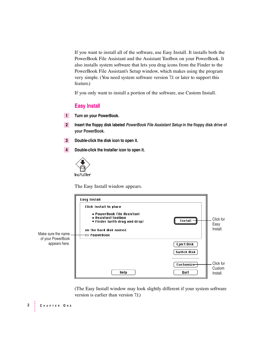 Easy install | Apple PowerBook File Assistant User Manual | Page 8 / 32