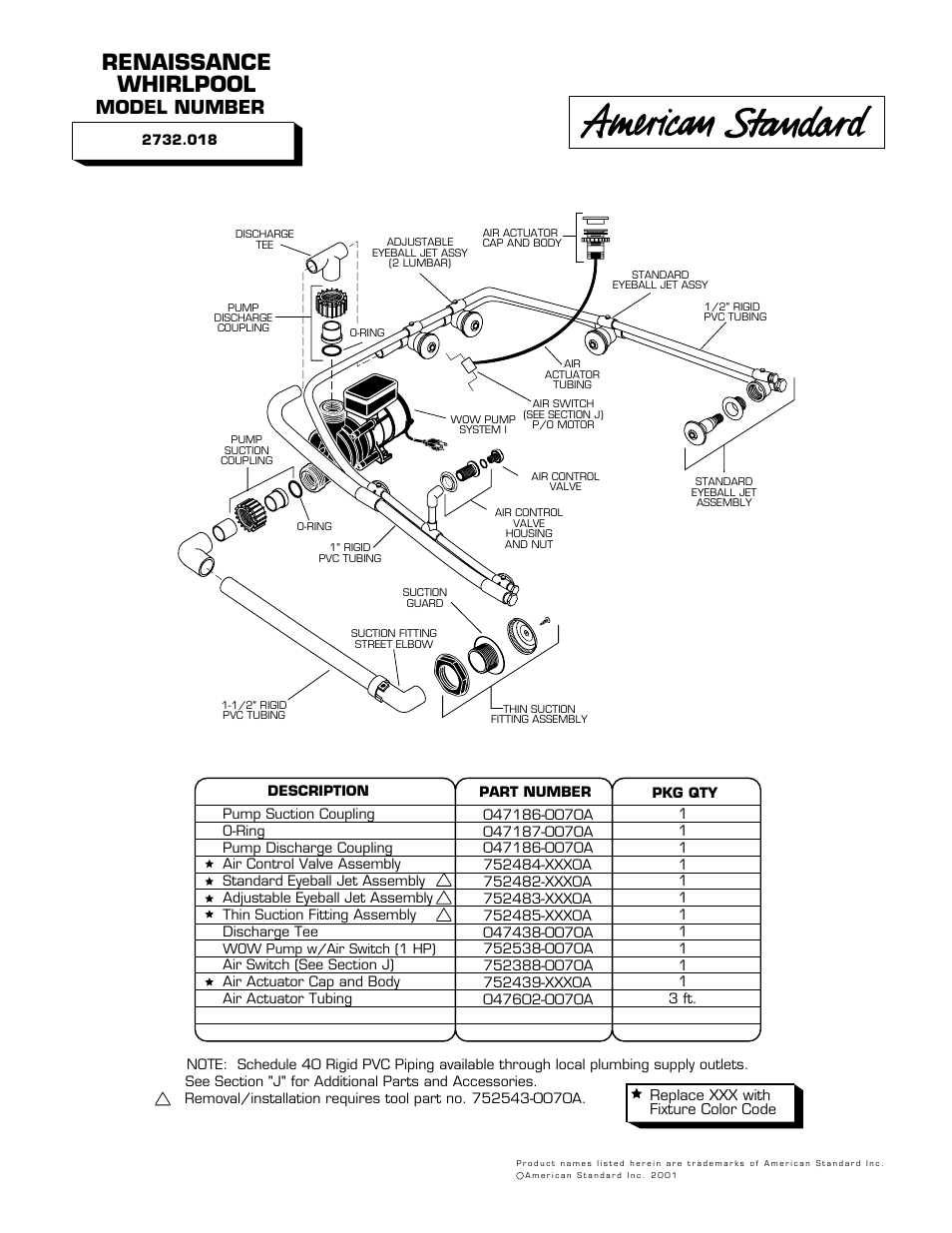 American Standard Whirlpool and Bathing Pool 2732.018 User Manual | 1 page