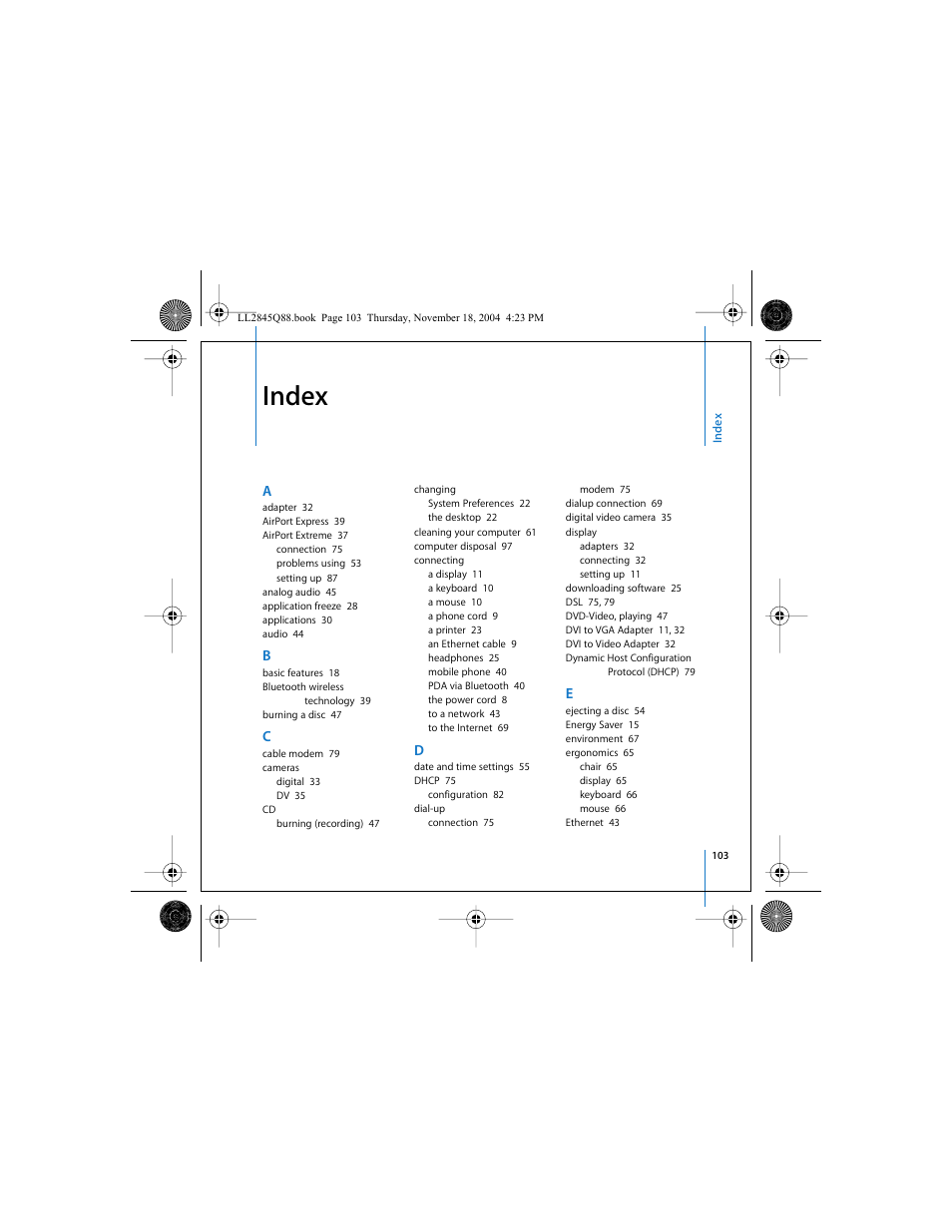 Index | Apple Mac mini (original) User Manual | Page 103 / 106