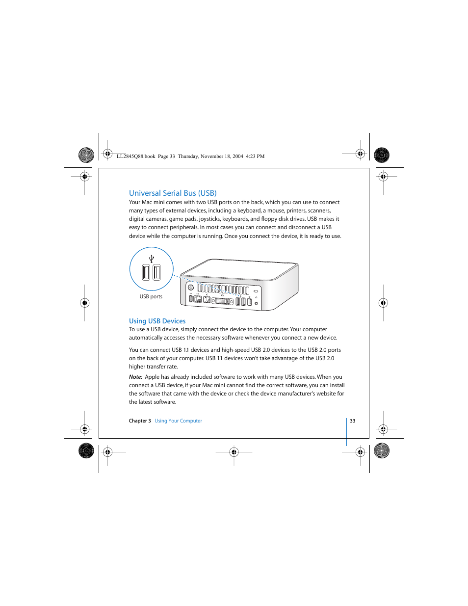 Universal serial bus (usb) | Apple Mac mini (original) User Manual | Page 33 / 106