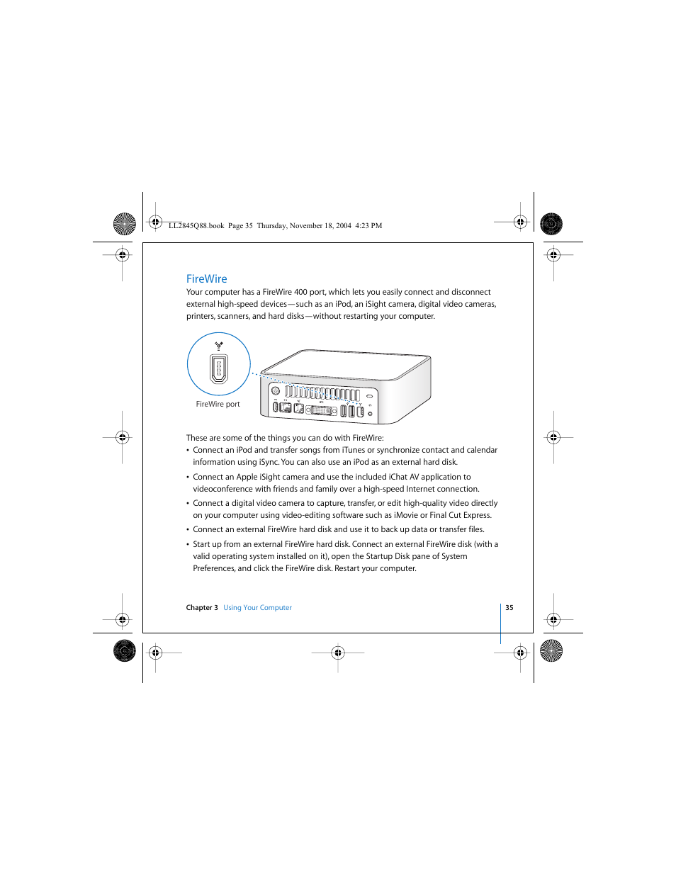 Firewire | Apple Mac mini (original) User Manual | Page 35 / 106