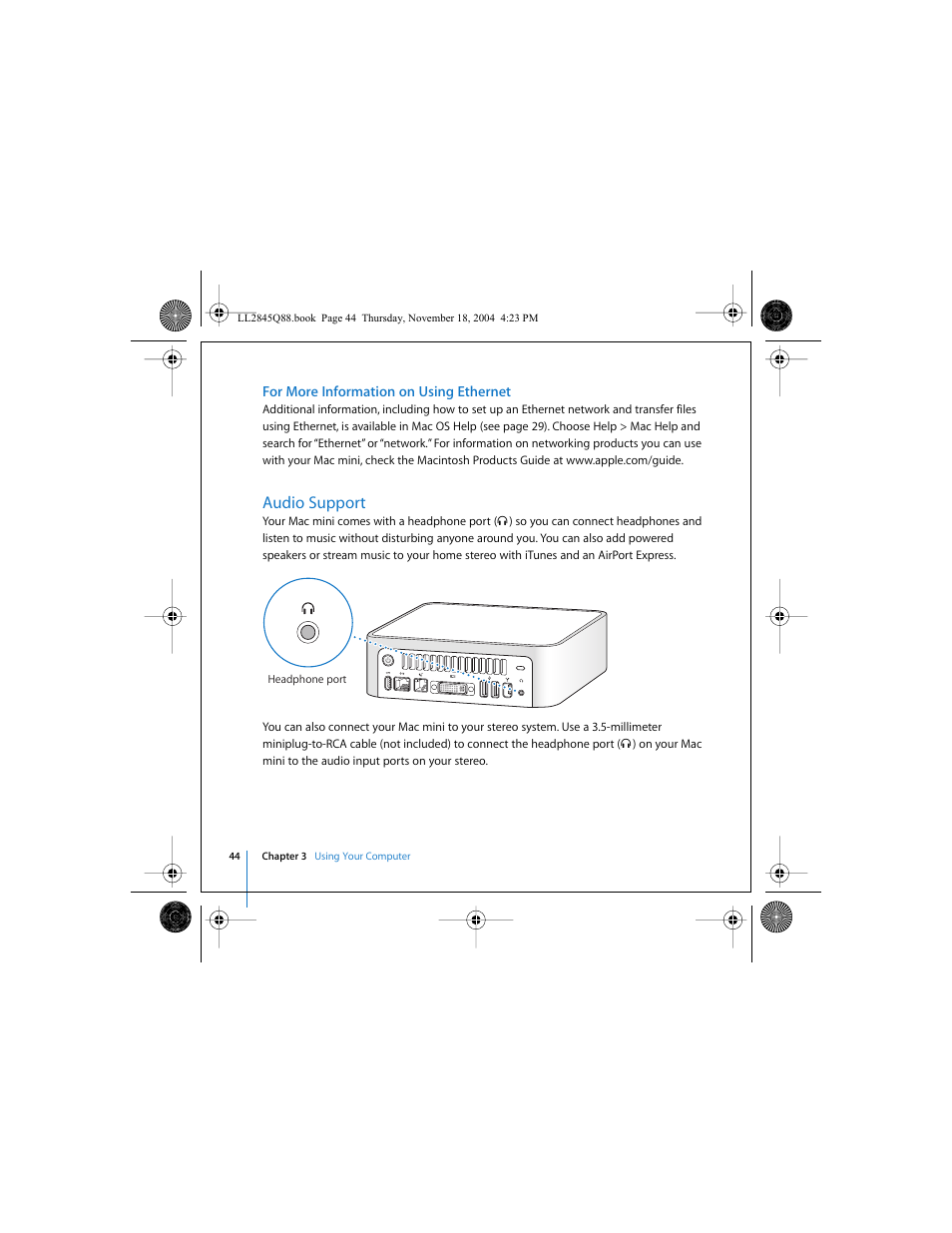 Audio support | Apple Mac mini (original) User Manual | Page 44 / 106