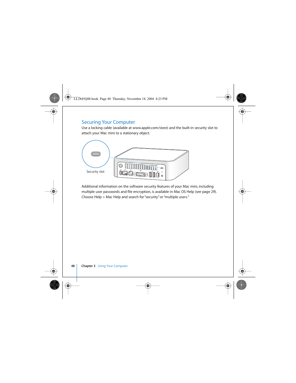 Securing your computer | Apple Mac mini (original) User Manual | Page 48 / 106