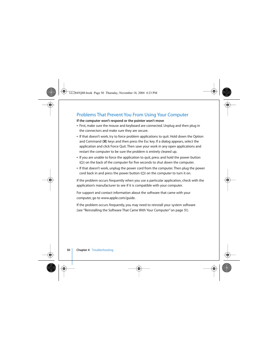 Problems that prevent you from using your computer | Apple Mac mini (original) User Manual | Page 50 / 106