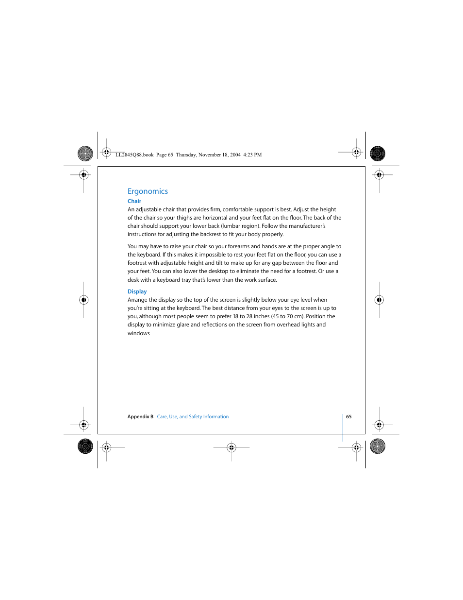 Ergonomics | Apple Mac mini (original) User Manual | Page 65 / 106