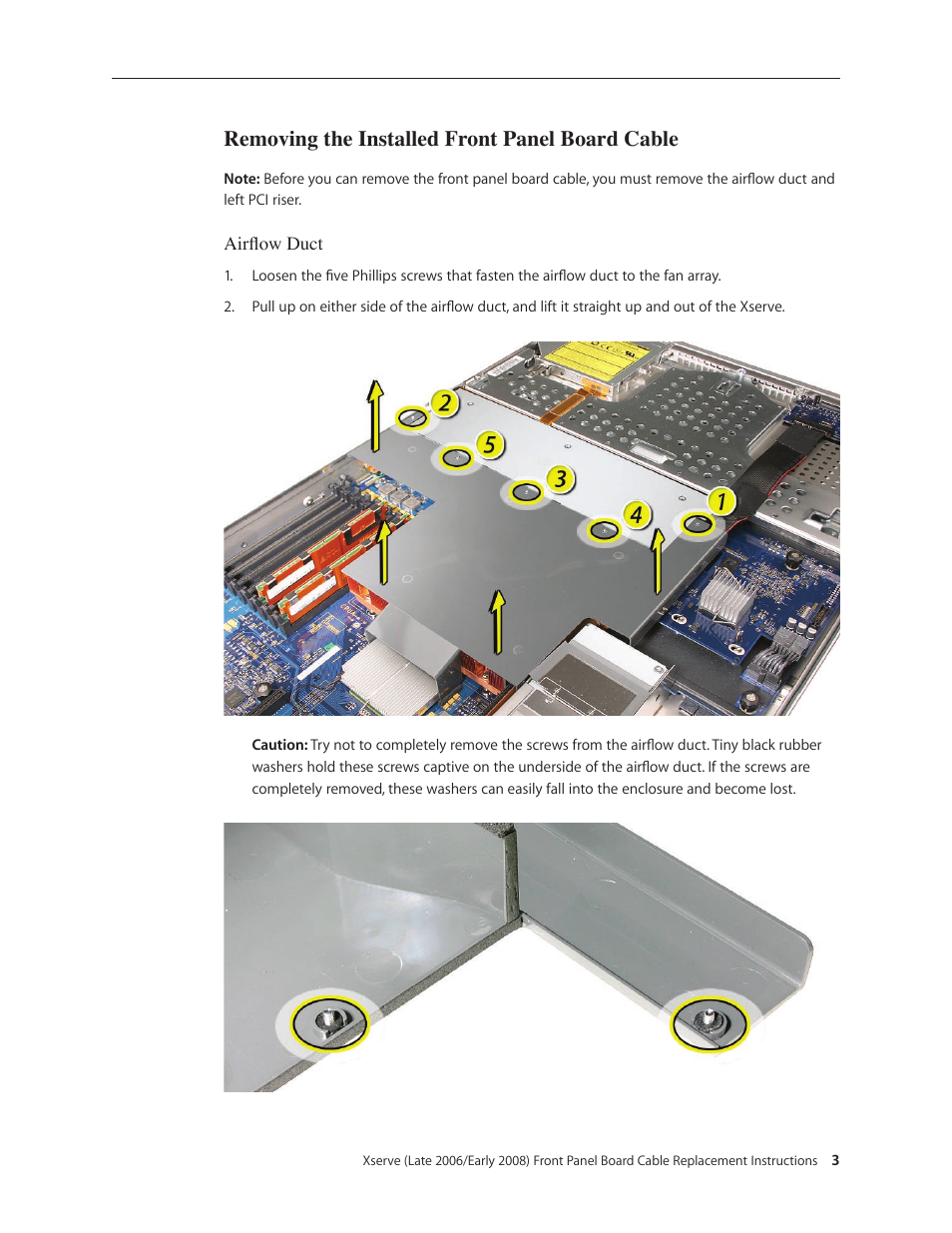 Removing the installed front panel board cable | Apple Xserve (Early 2008) DIY Procedure for Front Panel Board Cable User Manual | Page 3 / 7