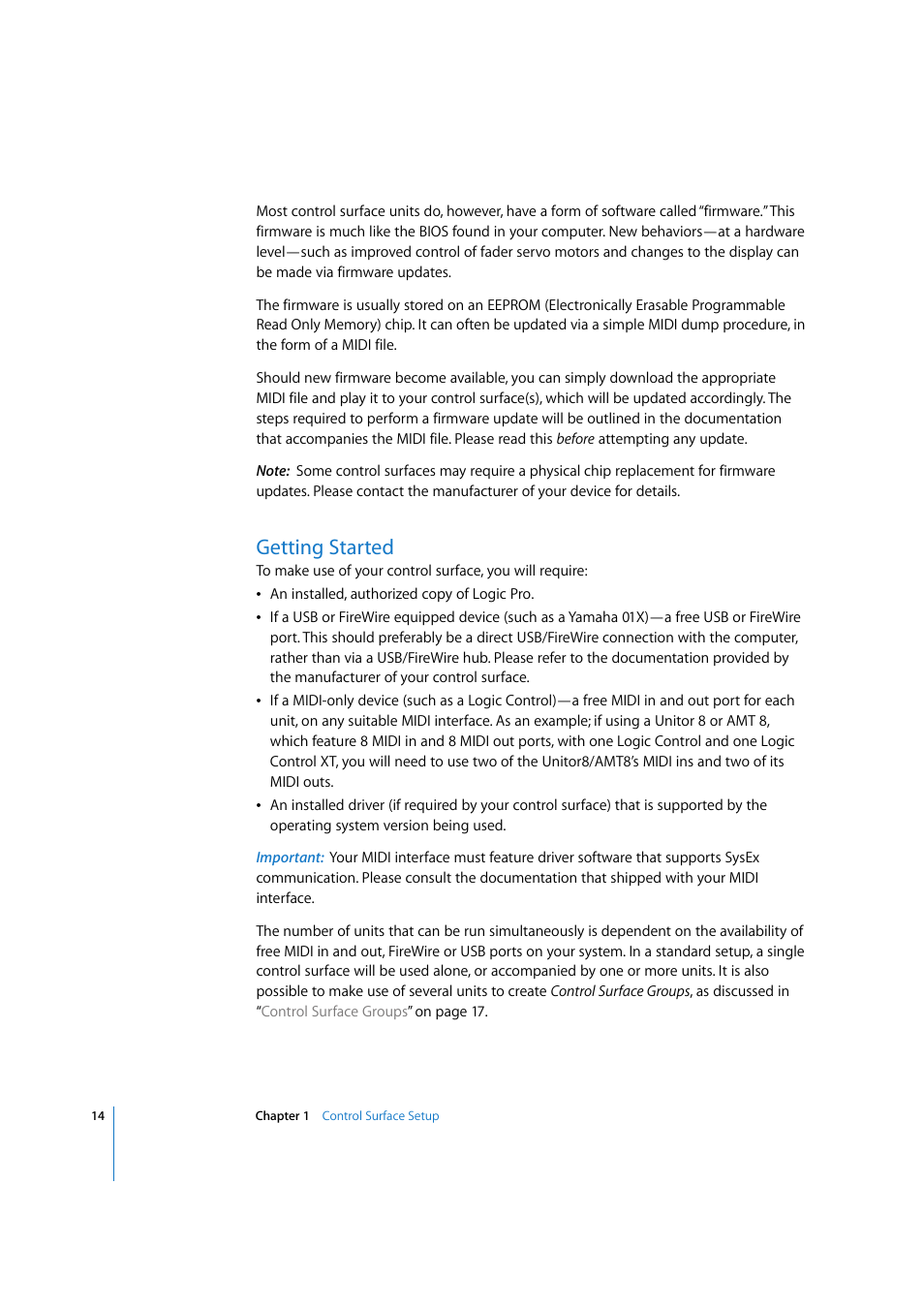 Getting started | Apple Logic Express 7.2 User Manual | Page 14 / 255