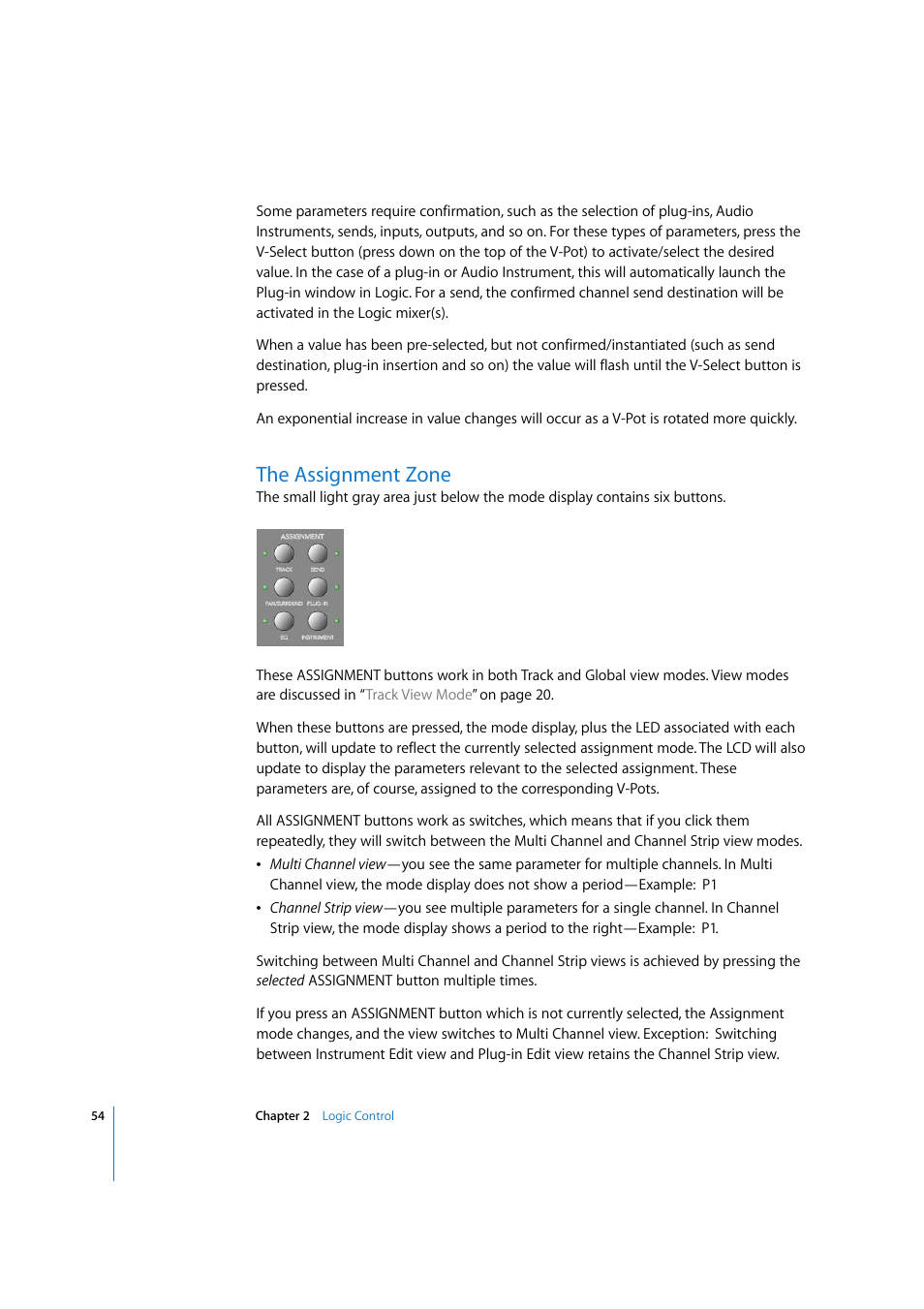 The assignment zone | Apple Logic Express 7.2 User Manual | Page 54 / 255