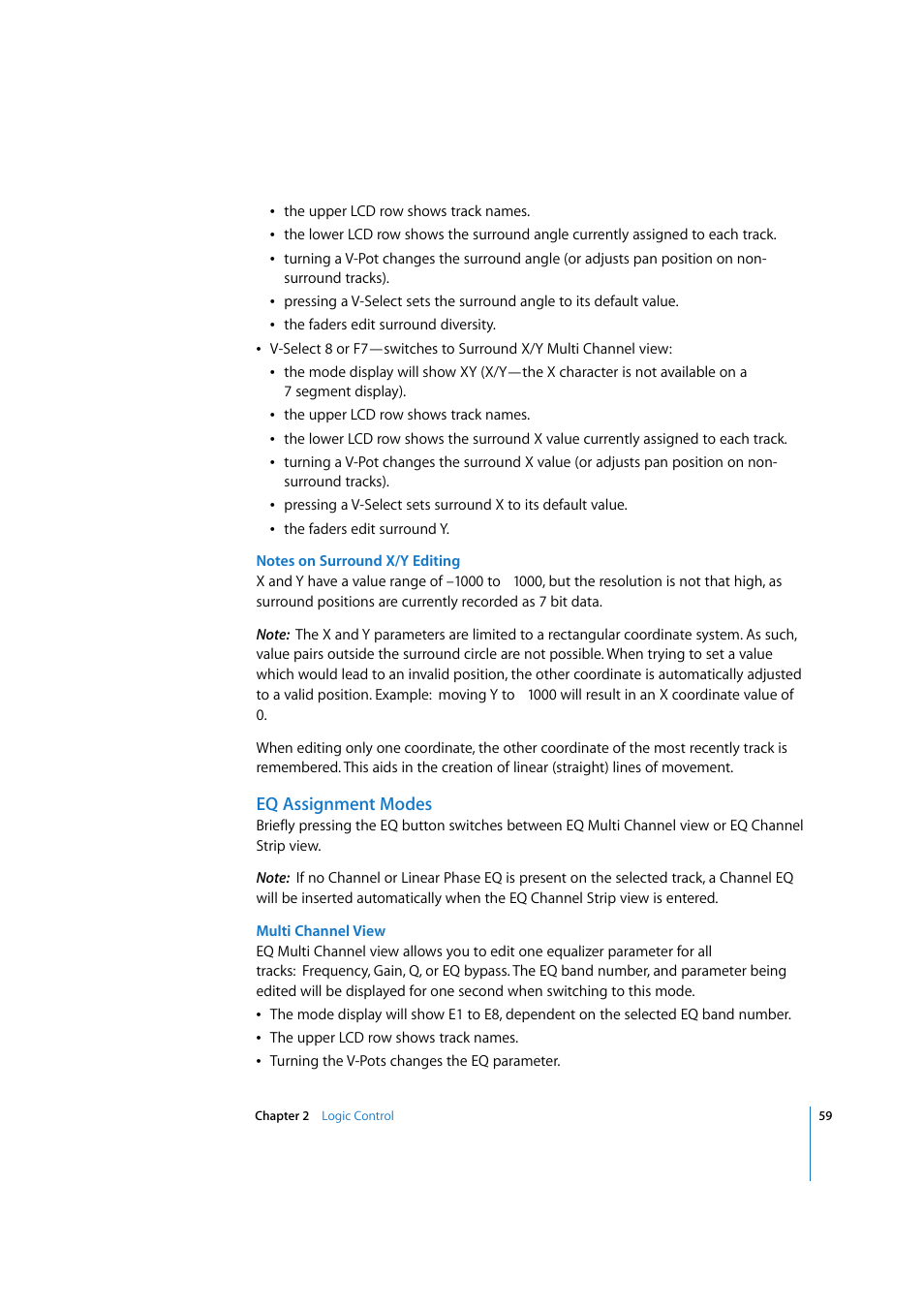 Eq assignment modes | Apple Logic Express 7.2 User Manual | Page 59 / 255