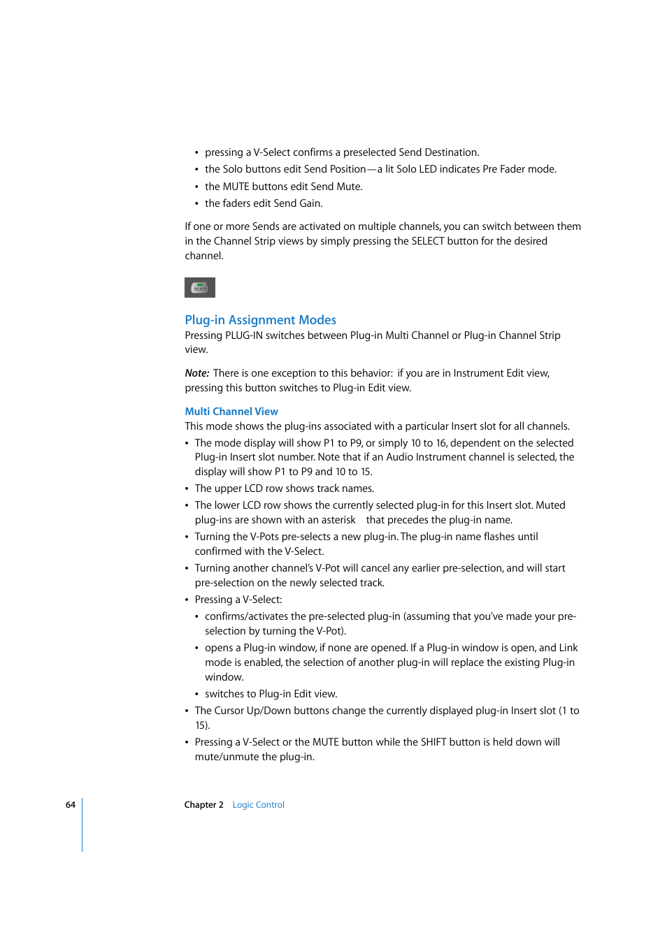 Plug-in assignment modes | Apple Logic Express 7.2 User Manual | Page 64 / 255