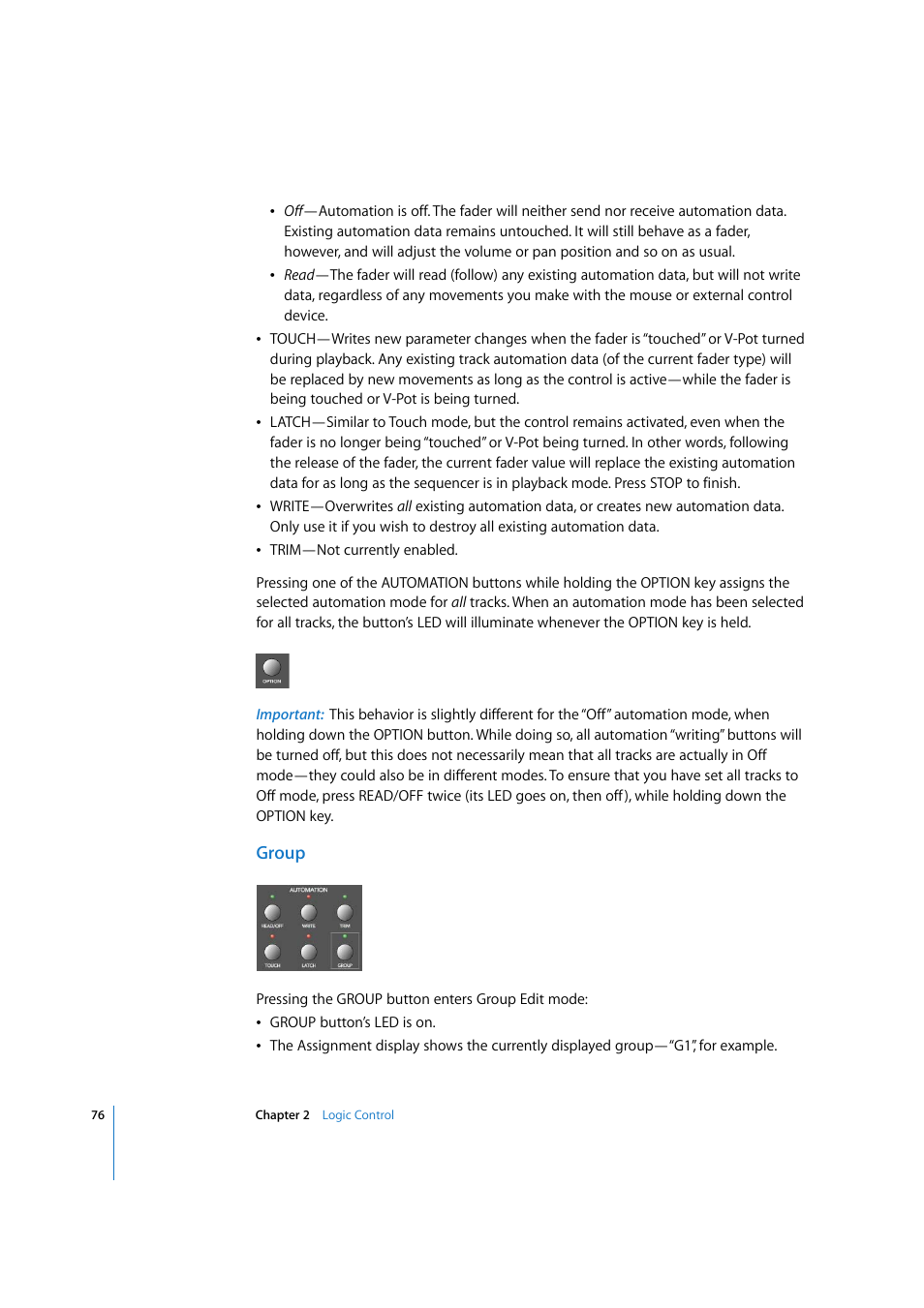 Group | Apple Logic Express 7.2 User Manual | Page 76 / 255