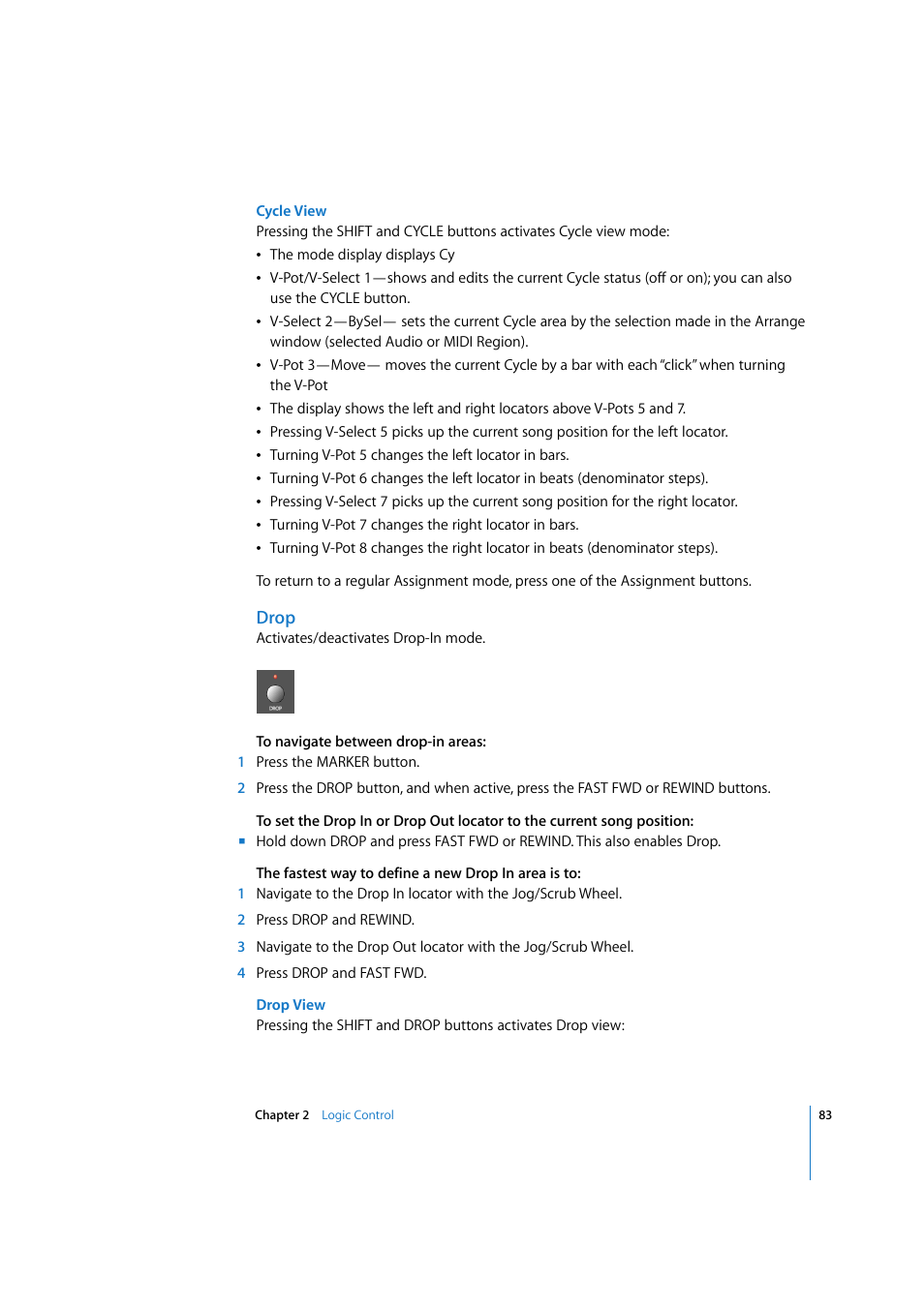 Drop | Apple Logic Express 7.2 User Manual | Page 83 / 255