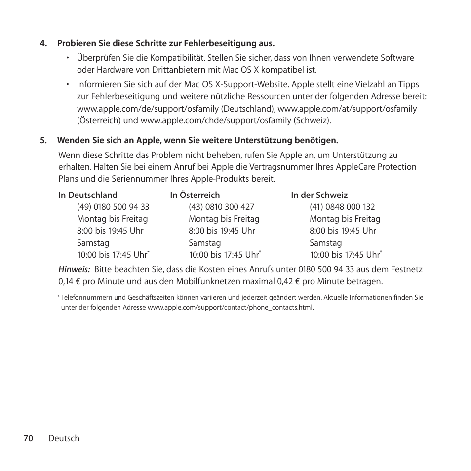 Apple AppleCare Protection Plan for Mac User Manual | Page 70 / 112