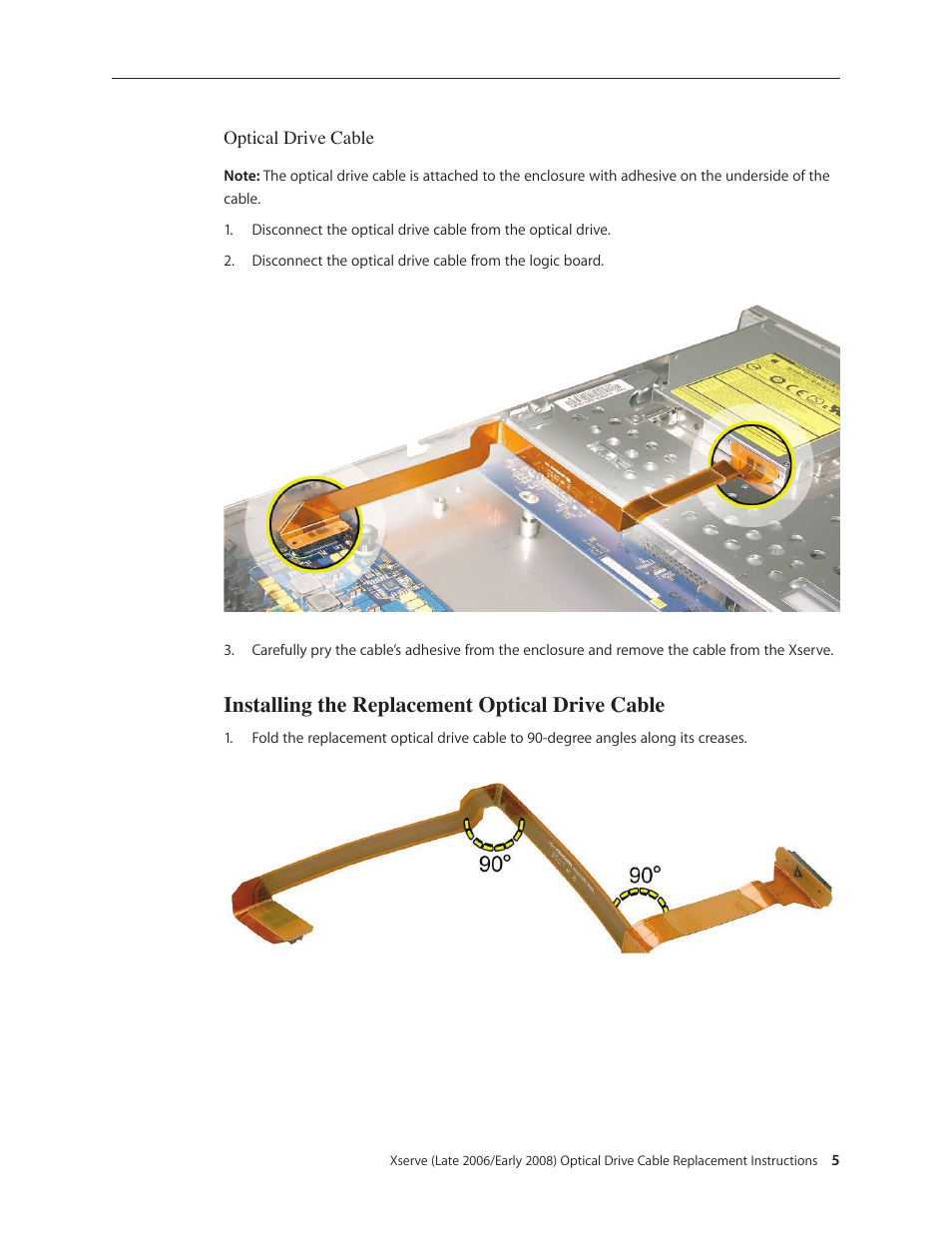 Installing the replacement optical drive cable | Apple Xserve (Early 2008) DIY Procedure for Optical Drive Cable User Manual | Page 5 / 8