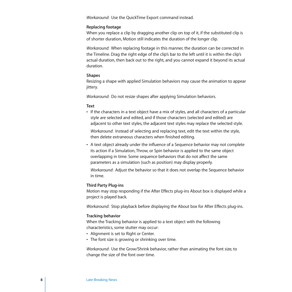 Apple Motion 1.0.1: Late-Breaking News User Manual | Page 8 / 10